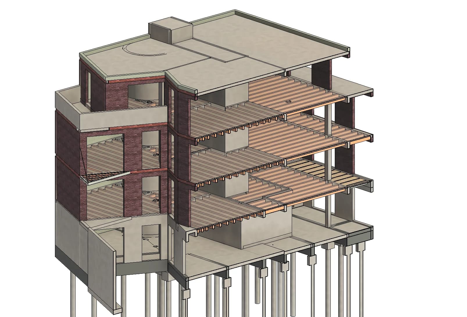 Modèle BIM de la structure du projet de logements à Paris 18e